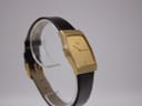 Another angled side view of the Seiko watch, highlighting the minimalist rectangular design.