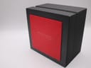 Exterior shot of the black and red Seiko display box, with the Seiko logo embossed on the red fabric.