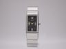 Seiko 4N00-7029 vintage rectangular quartz watch, black dial, stainless steel bracelet