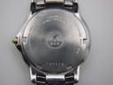 Close-up of the watch case back, showing "SEIKO", "ST. STEEL + BASE METAL", "7N32-0049", serial "742858", and "WATER RESISTANT 5BAR".