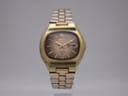 Front view of the vintage gold-plated Seiko 6119-5490 watch with sunburst champagne dial.