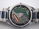 View of the open case back, revealing the Seiko 8223 quartz movement, 4 jewels, and a newly fitted Renata 395 battery.
