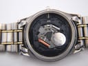 Detailed view of the Seiko 7N43-9069 quartz movement inside the case with a new Renata battery.