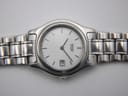 Integrated stainless steel bracelet of the Seiko 7N89-0021 watch on a sizing cone.