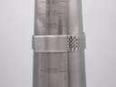Close-up of the integrated stainless steel bracelet on a wrist sizing cone, showing a wrist circumference of 172mm. The Seiko signed clasp is visible.