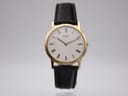 Front view of the Seiko 2620-0200 vintage quartz watch, showing white dial and gold-plated case.