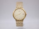 Front view of Citizen 4774-S35665 quartz watch with cream dial and gold tone case and bracelet.