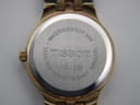 Close-up of the stainless steel case back of the Tissot Stylist, showing 'TISSOT', 'V135/235', 'Waterresistant 30m', and 'Sapphire Crystal'.