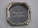 Inside view of the case back, engraved with 'STAINLESS STEEL BACK', 'SWISS MADE', and 'RAYMOND WEIL'.