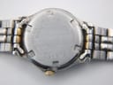 Close-up of the stainless steel case back with Seiko branding, model number 1N82-0261, serial 631572, and water resistance details.