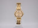 Front view of Michel Herbelin 7020.B gold-tone watch with champagne dial and two-tone cable bracelet.