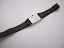View from the back of the watch and strap, showing the strap construction, 18mm lug width, and gold-tone pin buckle.