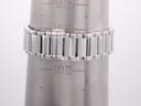 The Tissot watch bracelet on a wrist sizing gauge, showing a measurement of 172mm or 17.2cm wrist circumference.