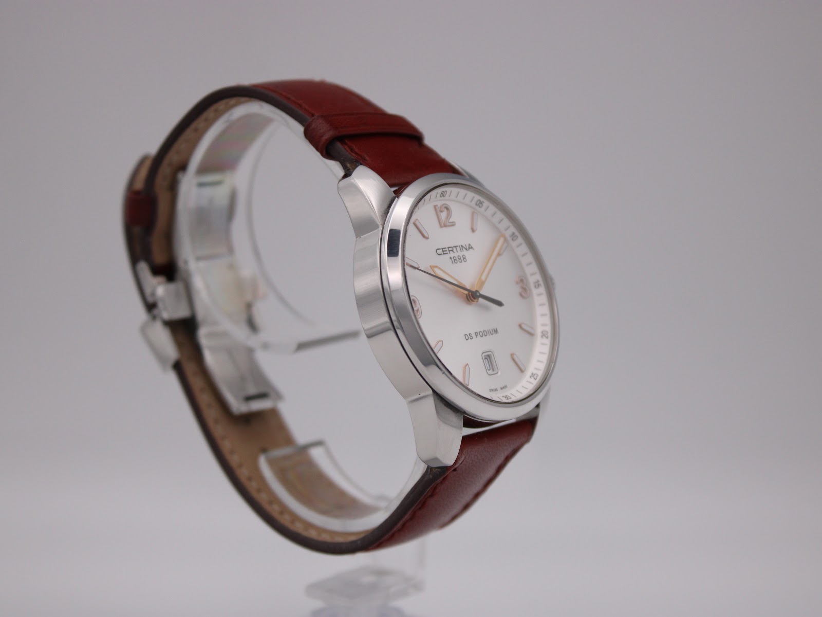 Another side-angle view of the Certina DS Podium showing the brushed and polished case details.