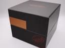 Exterior view of the black Roamer branded presentation box with a brown accent band.