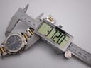 The Michel Herbelin Newport watch case being precisely measured at 37.20mm with a digital caliper.