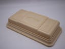 Top view of the closed original cream-coloured Rotary watch box with decorative embossed patterns and logo.