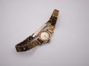 Angled view of the entire Rotary watch, showcasing the gold-tone expansion bracelet.