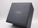 Top view of the closed original Longines presentation box, with the brand's logo embossed on the lid.