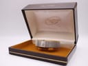 Open original Longines presentation box with the watch inside, showing 'Mrs. C. Byrne' inscription on the lid.