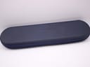 Top view of the closed original navy blue Longines travel case with 'LONGINES' embossed.