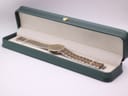 Overview of the Adler Genève watch placed inside a generic green presentation box.