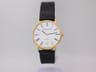 Mappin & Webb 2.020-0.2.05 quartz watch, gold plated, white dial, black leather, British Royal Warrant holder