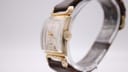 Close-up of the watch at an angle, focusing on the curved crystal and the textured twisted lugs.