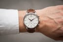 Tissot T063617A classic chronograph men's watch, white dial, brown leather strap, 41mm quartz photo 2