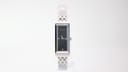 Gucci 127.5 ladies quartz watch with rectangular stainless steel case, black dial, diamond markers, and steel bracelet photo 1