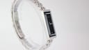 Gucci 127.5 ladies quartz watch with rectangular stainless steel case, black dial, diamond markers, and steel bracelet photo 4