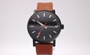 Mondaine MSE.40 watch with black dial and black case, 2010s