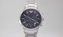 Emporio Armani AR-2448 watch with blue dial and silver case, 2010s