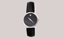 Movado 84-A1-886029 watch with black dial and silver case, 1990s