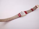 Vintage Raymond Weil Genève 651 ladies manual wind watch, gold rectangular case, red snakeskin strap photo 9