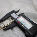 Digital caliper measuring the case diameter of the Favre-Leuba watch, displaying 22.2mm.