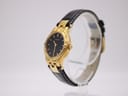 Tissot Stylist watch, side profile showing case thickness and crown.