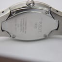 Close-up of the Tissot L720 case back, engraved with brand, model, water resistance, and 'stainless steel'.