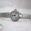 Front view of the Dunhill watch, laid flat, showing the full two-tone bracelet.