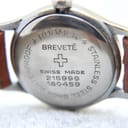 Detailed view of the stainless steel case back, engraved with 'ROAMER BREVETÉ SWISS MADE' and serial numbers.