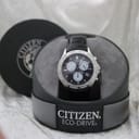 Citizen Eco-Drive watch displayed in its original branded box, open.