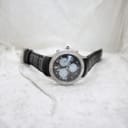 Low angle front view of the Citizen Eco-Drive watch, showcasing the full strap.