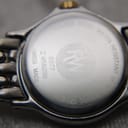 Close-up of the watch case back, showing 'Raymond Weil Genève', model 5377, serial Z458238, 'Swiss Made', 'Sapphire Crystal', and 'Water Resistant 3ATM' engravings.