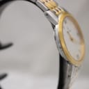 Another side profile view of the Bulova watch, highlighting the two-tone bracelet and case lines.