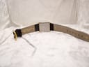 Full view of the dark brown alligator-style leather strap with "Alligator Lizard on Calf" and "20" (lug width) markings, showing the gold buckle.