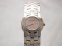Front angled view of Maurice Lacroix AE50030 ladies' two-tone watch with pink dial and integrated bracelet.