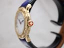 Side view of the Michel Jordi Genève watch case, highlighting the signed crown with a red Swiss cross cabochon.