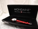 The Mondaine SBB CFF FFS watch presented in its open, black Mondaine branded box.
