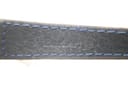 Close-up of the blue leather strap, showing the texture and "Burberrys" debossed mark.