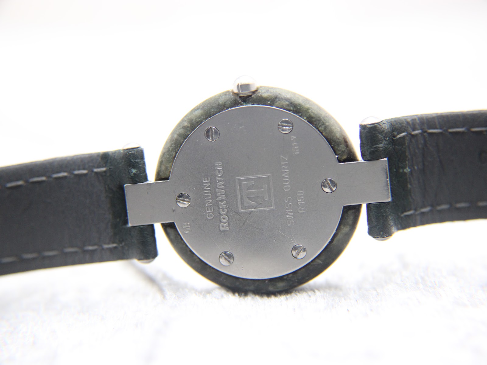 Another close-up of the stainless steel case back with clear engravings.